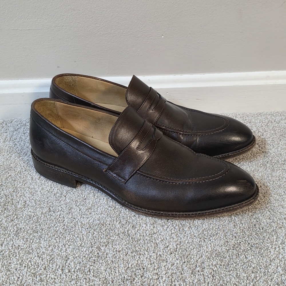 Beckett Simonon Cohen Penny Loafers Men 11.5 Brown Full Grain Leather Dress Shoe